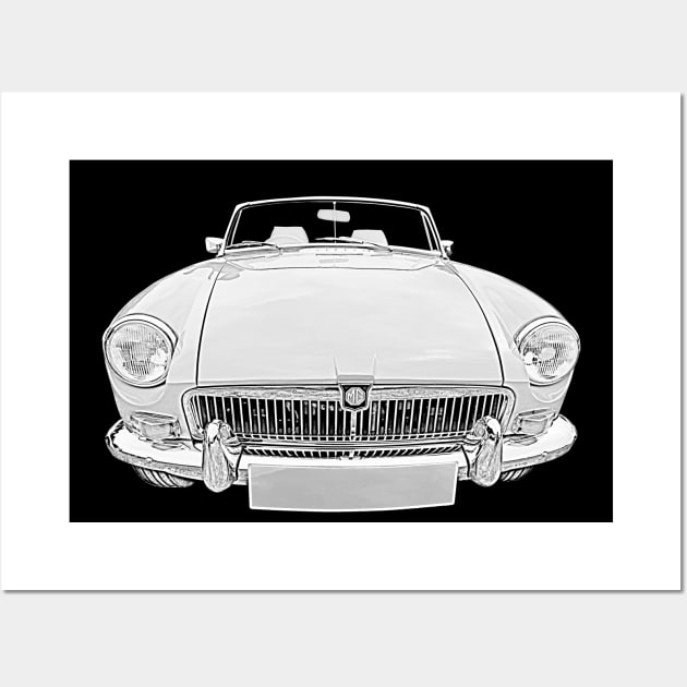 MGB 1970s classic car monochrome Wall Art by soitwouldseem